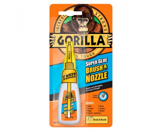 GORILLA SUPER GLUE BRUSH & NOZZLE Με πινέλο 12GR
