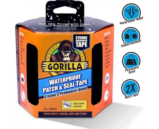 Gorilla 100mm x 3m Ταινία σφραγιστική αδιάβροχη Μαύη Waterproof Patch & Seal Tape